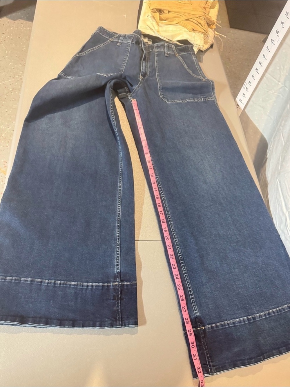 We The Free Wide Leg Dark Blue Jeans with Patch Pockets Like New - Picture 3 of 14